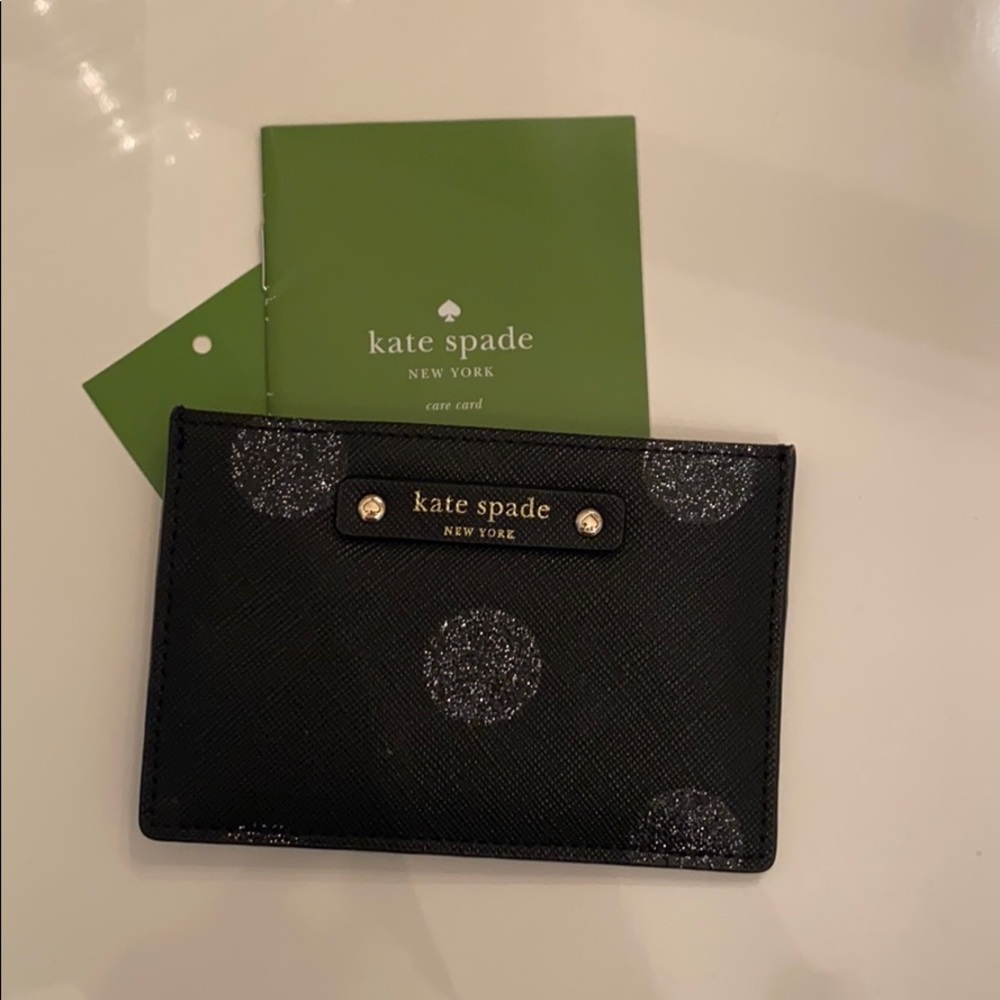 Kate Spade Card Holder in Black/ Glitter